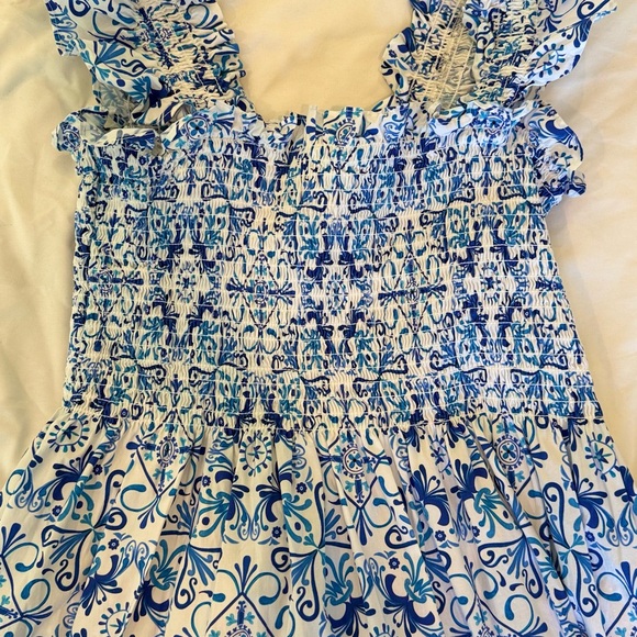 Hill House Blue Mosaic Poplin Nap Dress - Picture 3 of 4